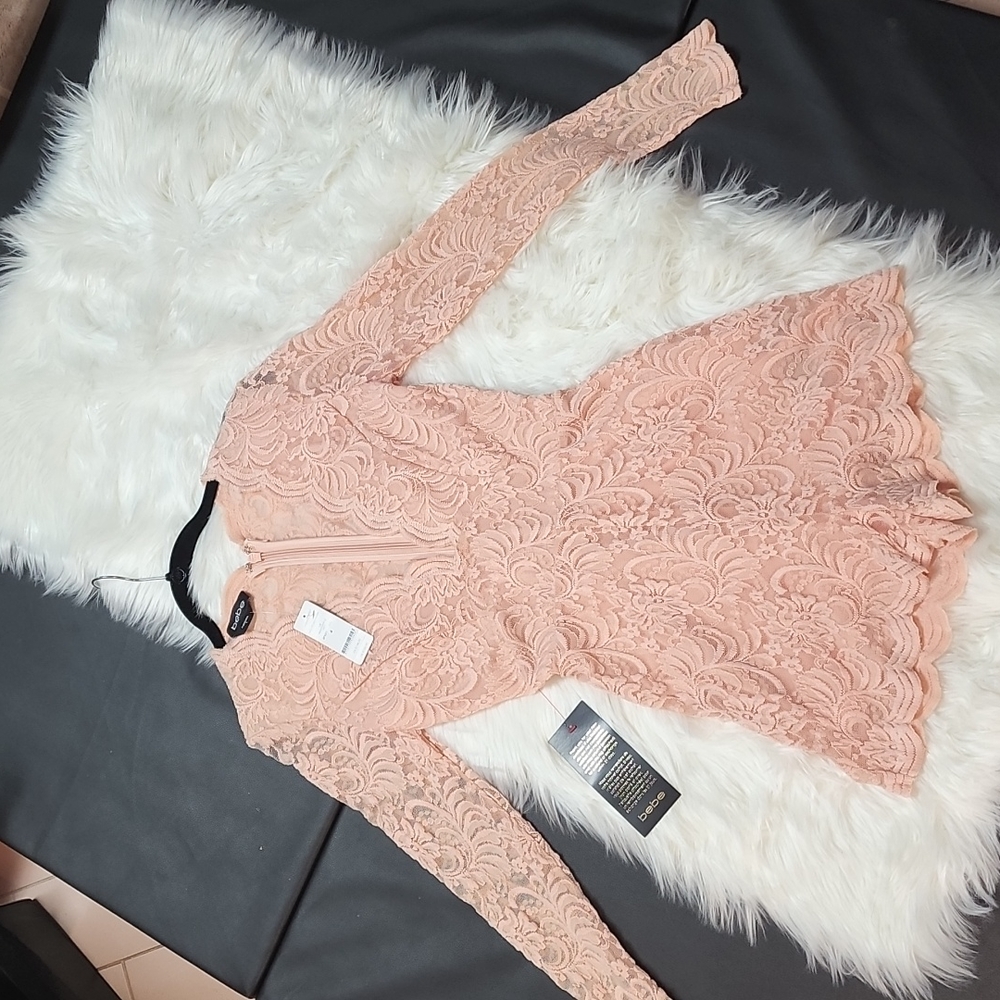 Bebe NEW Romper Baby Pink Lace Bebe.